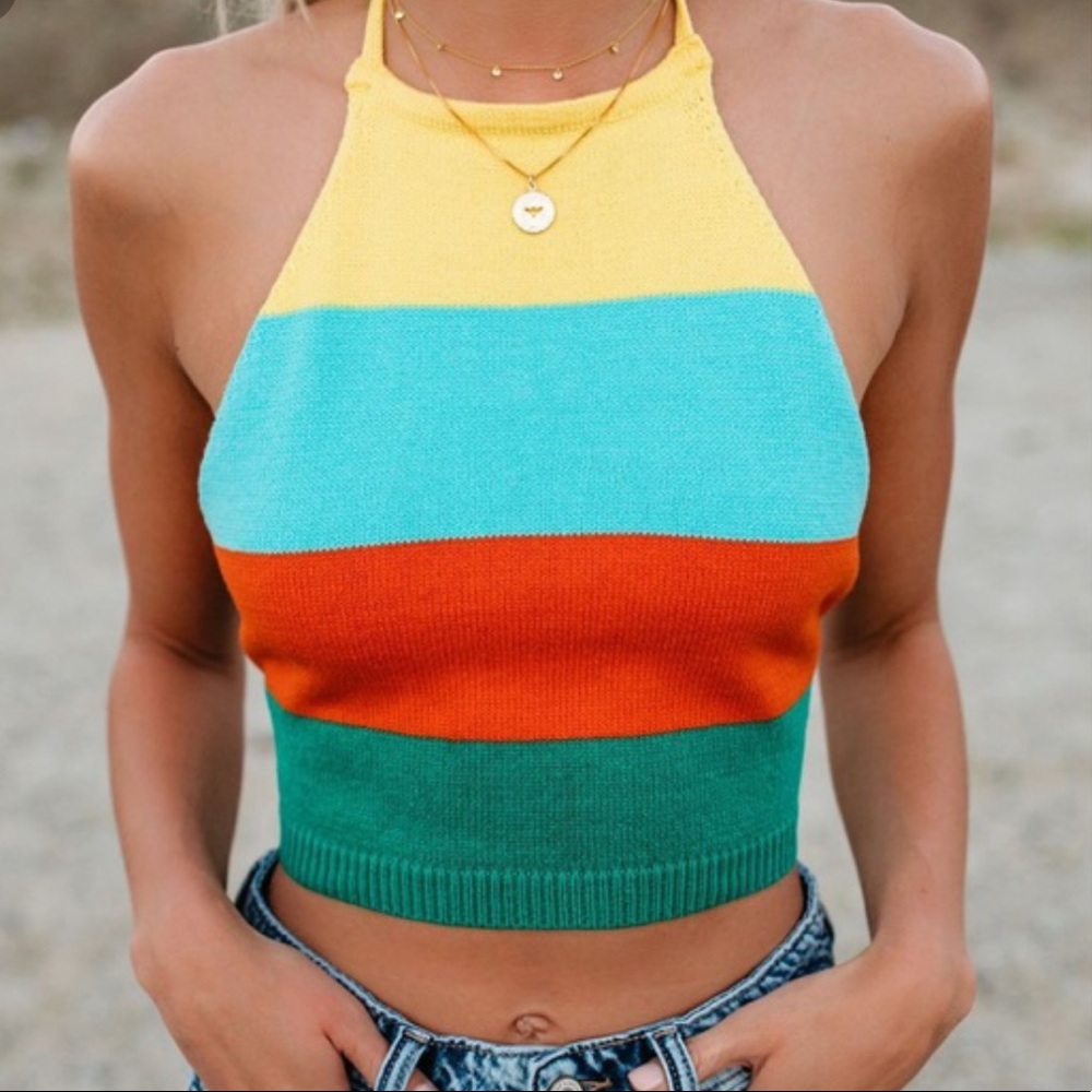 Vici Faygo Knit Halter Tie Tank